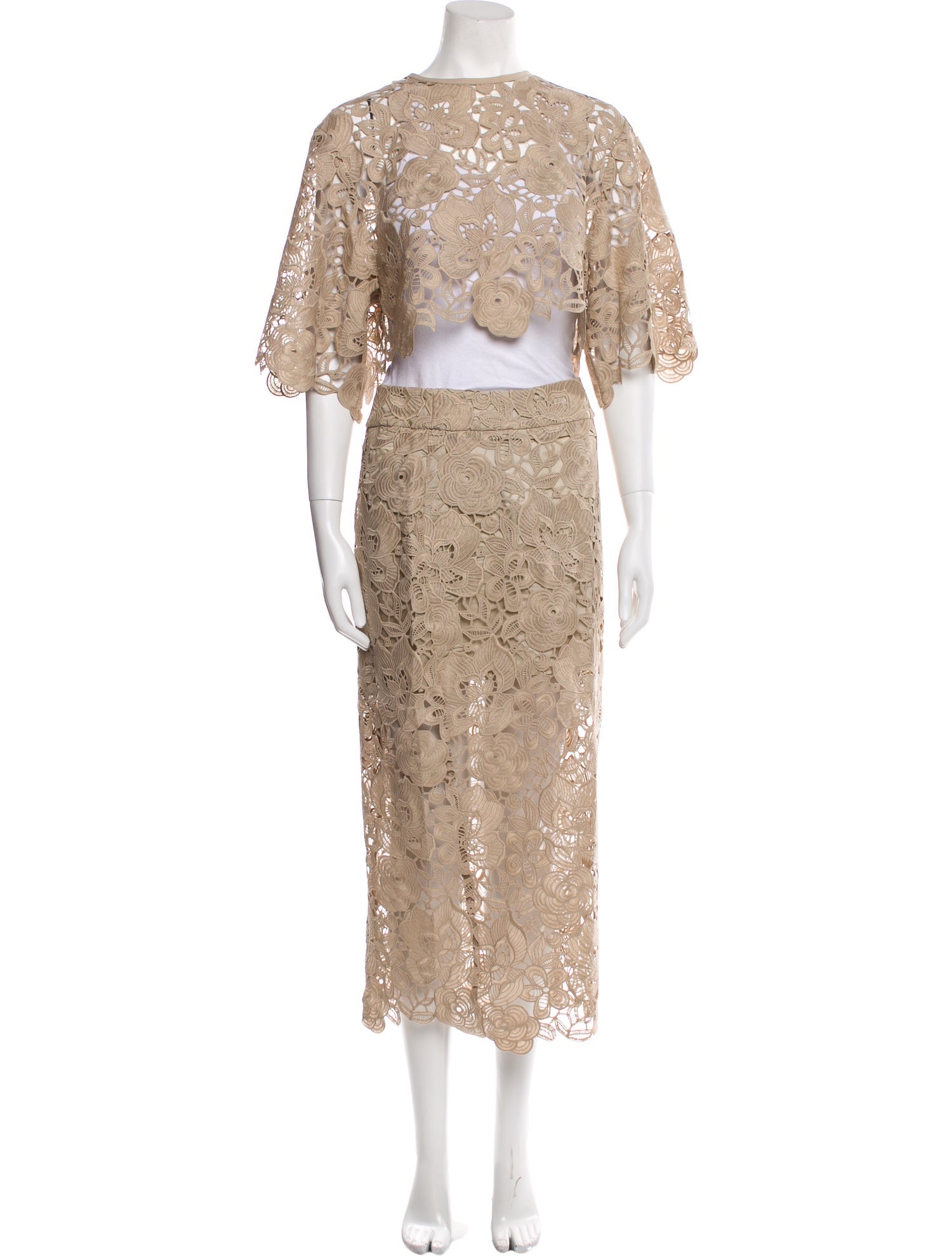 Smythe Lace Pattern Cutout Accent Skirt Set