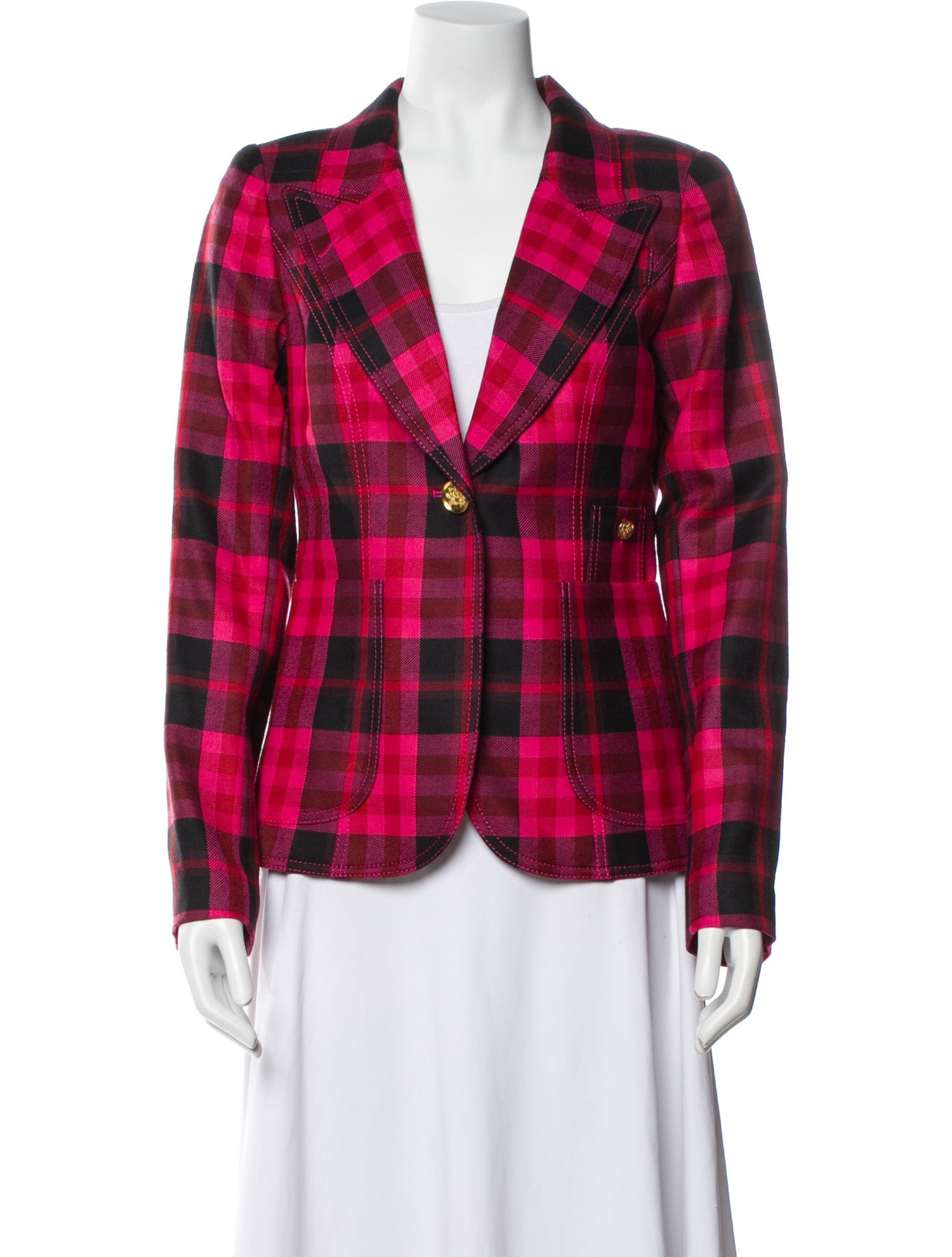 Smythe Wool Plaid Print Blazer