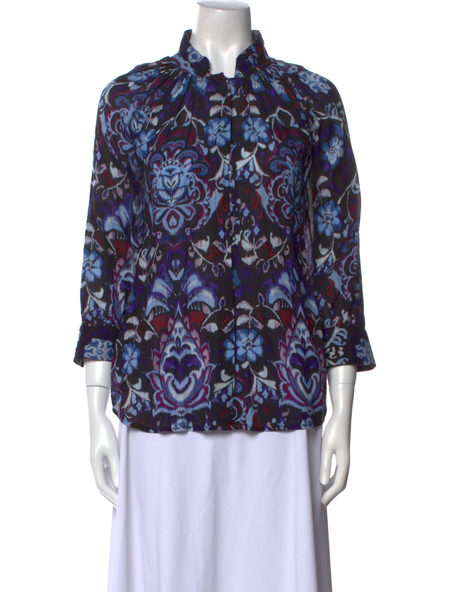 Smythe Printed Mock Neck Blouse