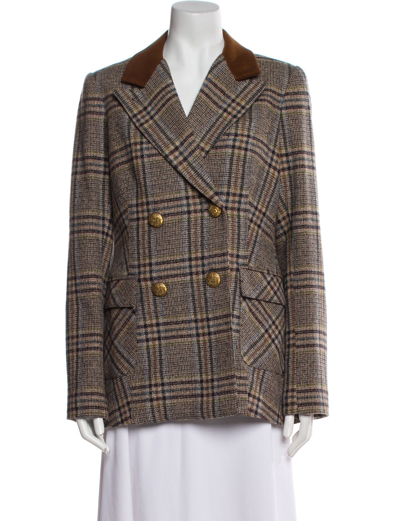 Smythe Wool Plaid Print Blazer