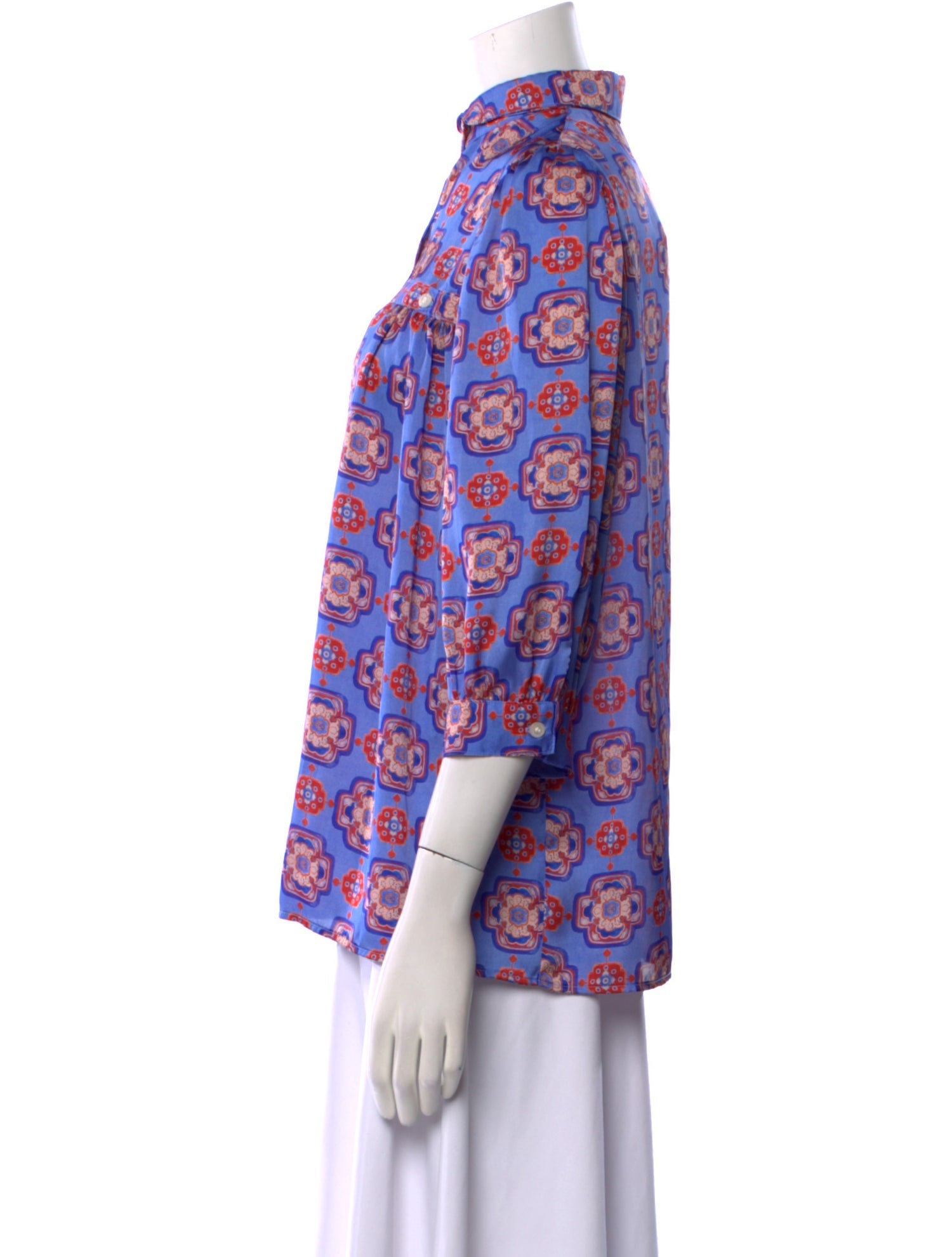 Smythe Printed Mock Neck Blouse