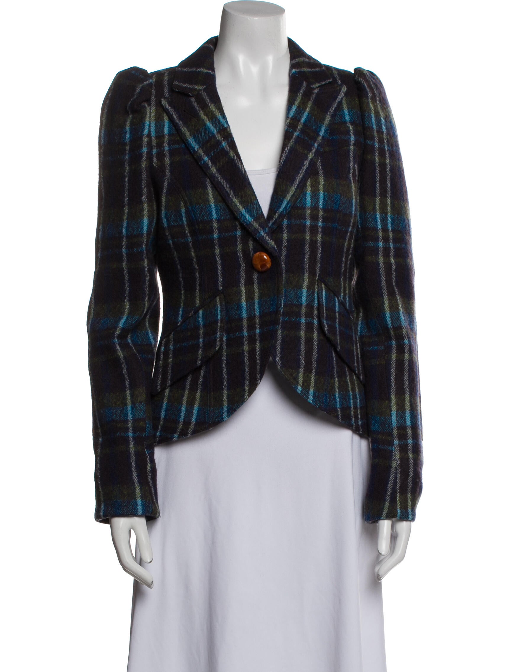 Smythe Wool Plaid Print Blazer
