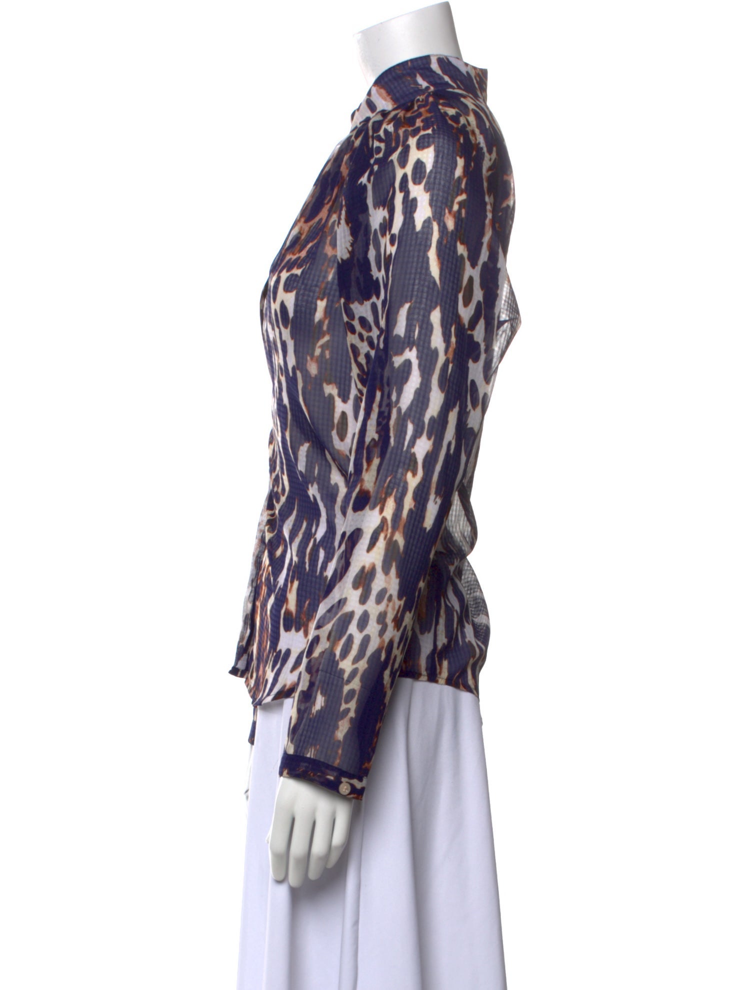 Smythe Animal Print Mock Neck Blouse