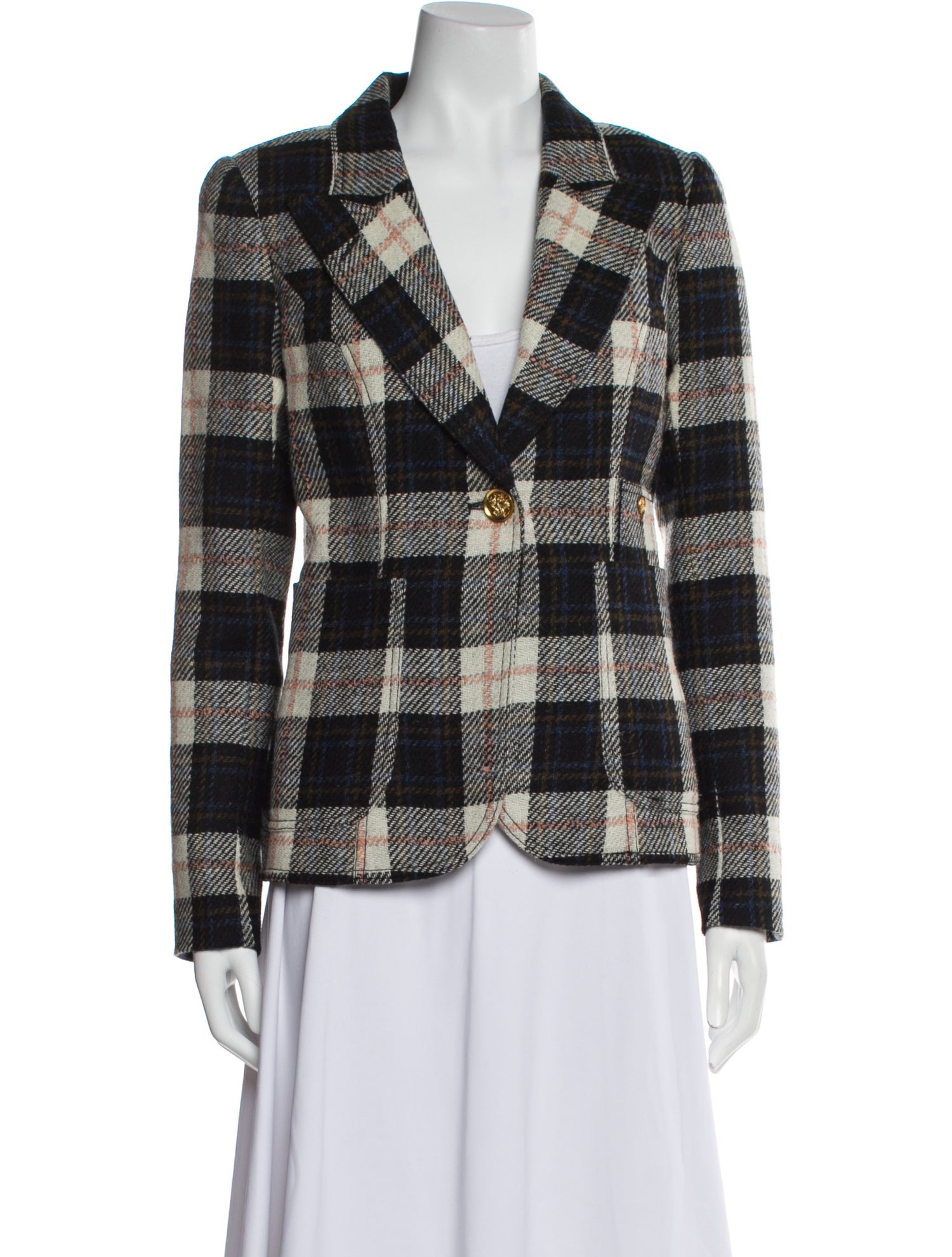 Smythe Wool Plaid Print Blazer w/ Tags