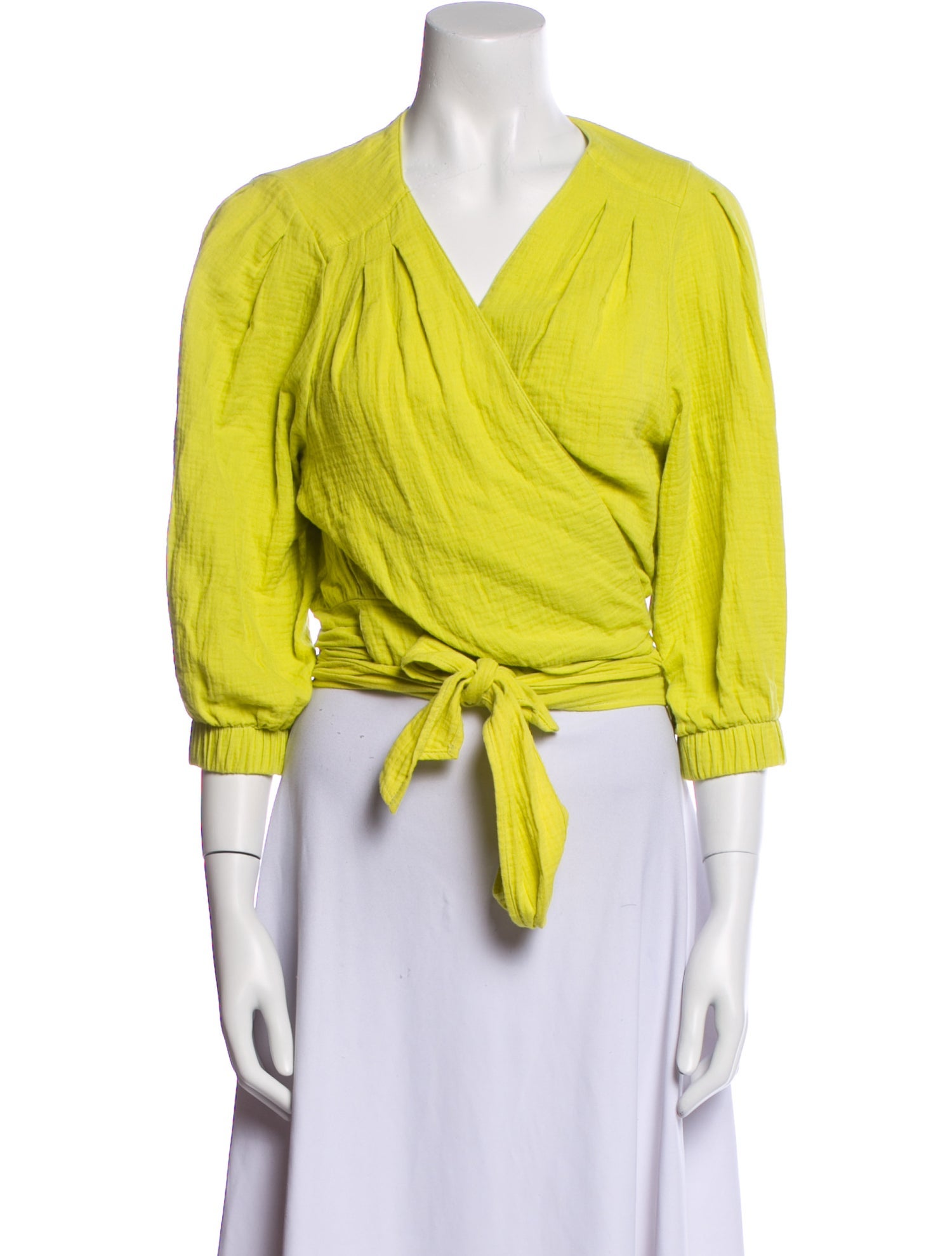 Smythe V-Neck Three-Quarter Sleeve Crop Top