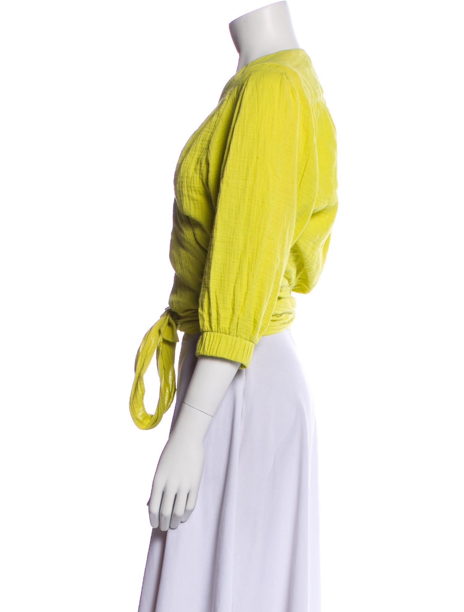 Smythe V-Neck Three-Quarter Sleeve Crop Top