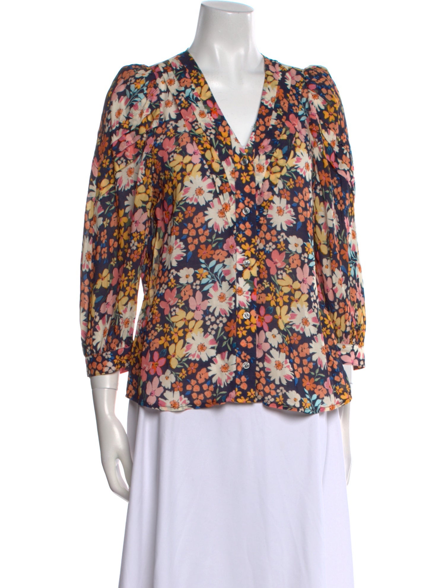 Smythe Floral Print V-Neck Blouse