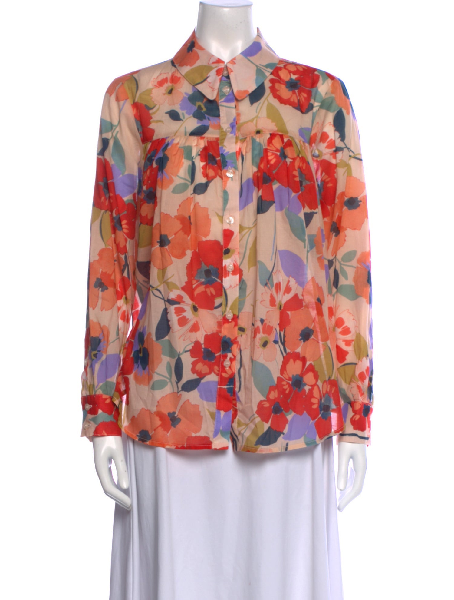 Smythe Floral Print Long Sleeve Button-Up Top w/ Tags