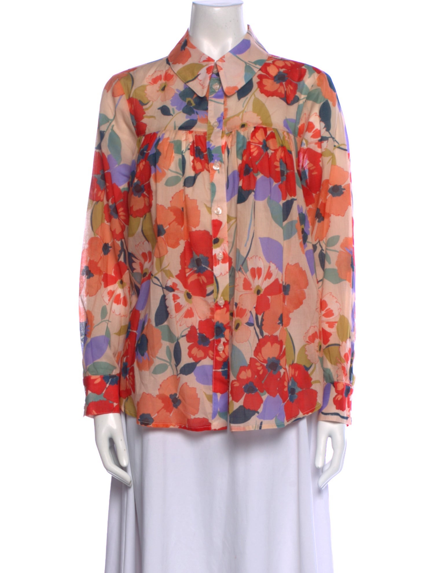 Smythe Floral Print Long Sleeve Button-Up Top w/ Tags