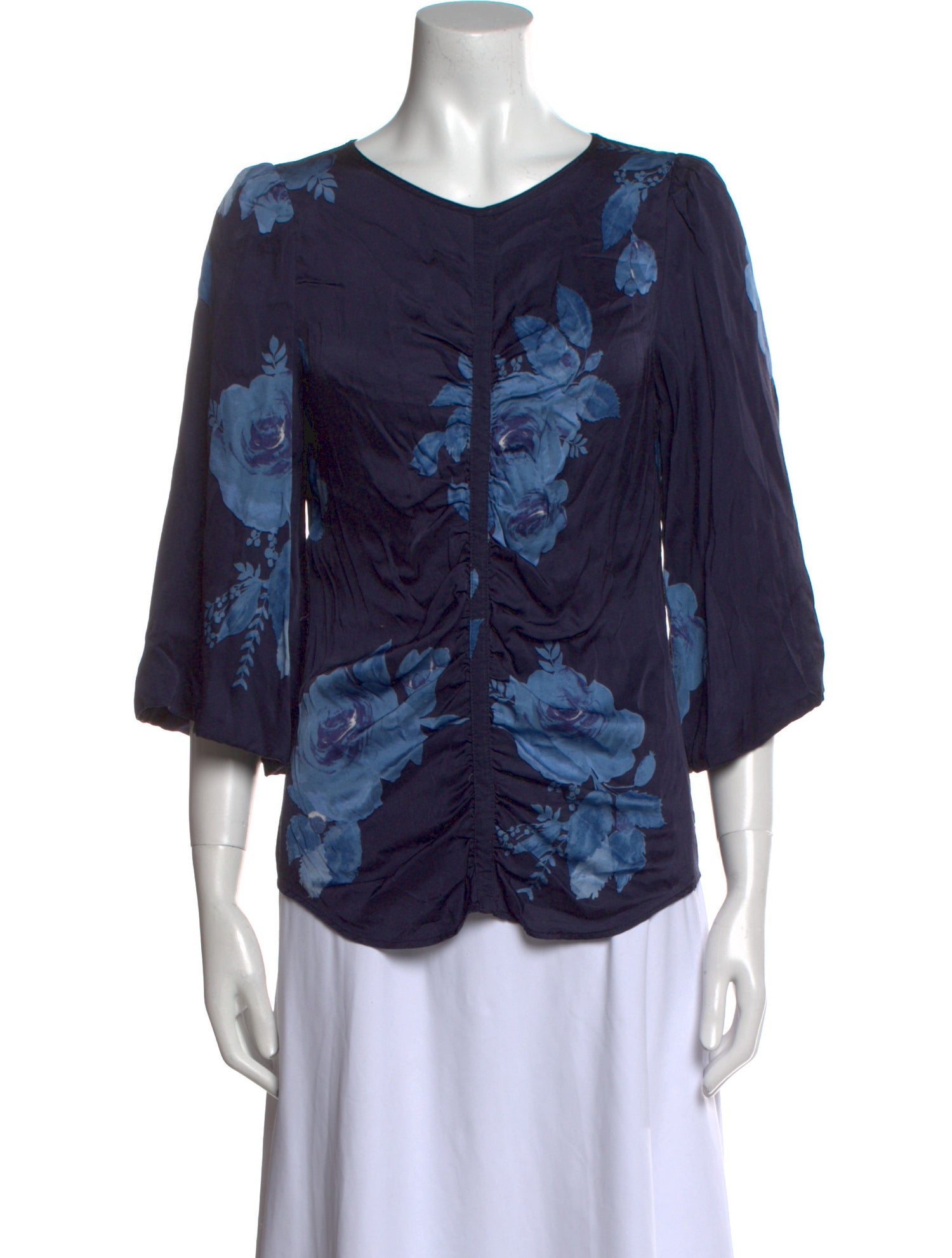 Smythe Floral Print Bateau Neckline Blouse
