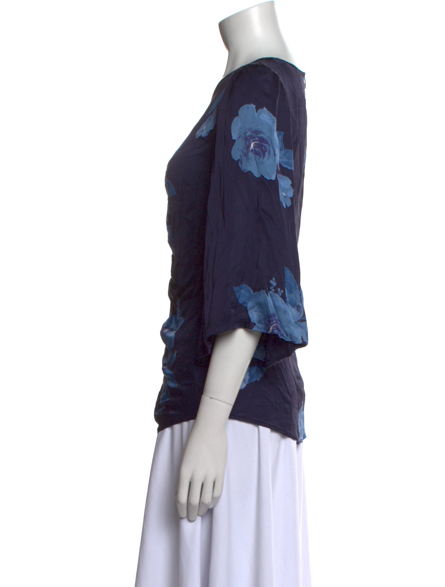 Smythe Floral Print Bateau Neckline Blouse