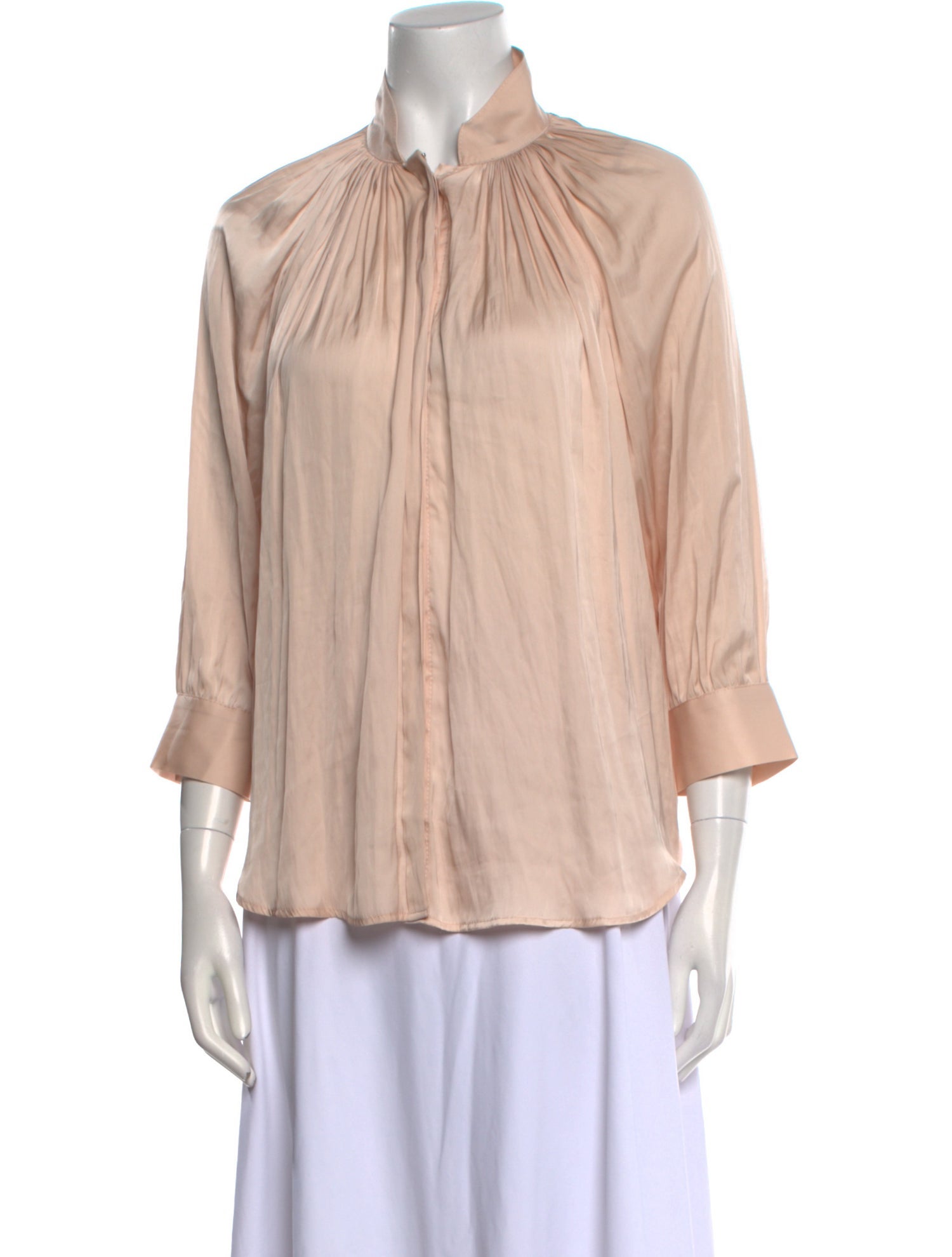 Smythe Mock Neck Three-Quarter Sleeve Blouse