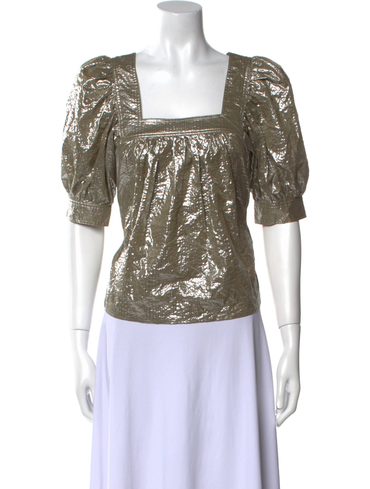 Smythe Square Neckline Short Sleeve Top