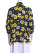 Smythe Floral Print Mock Neck Button-Up Top