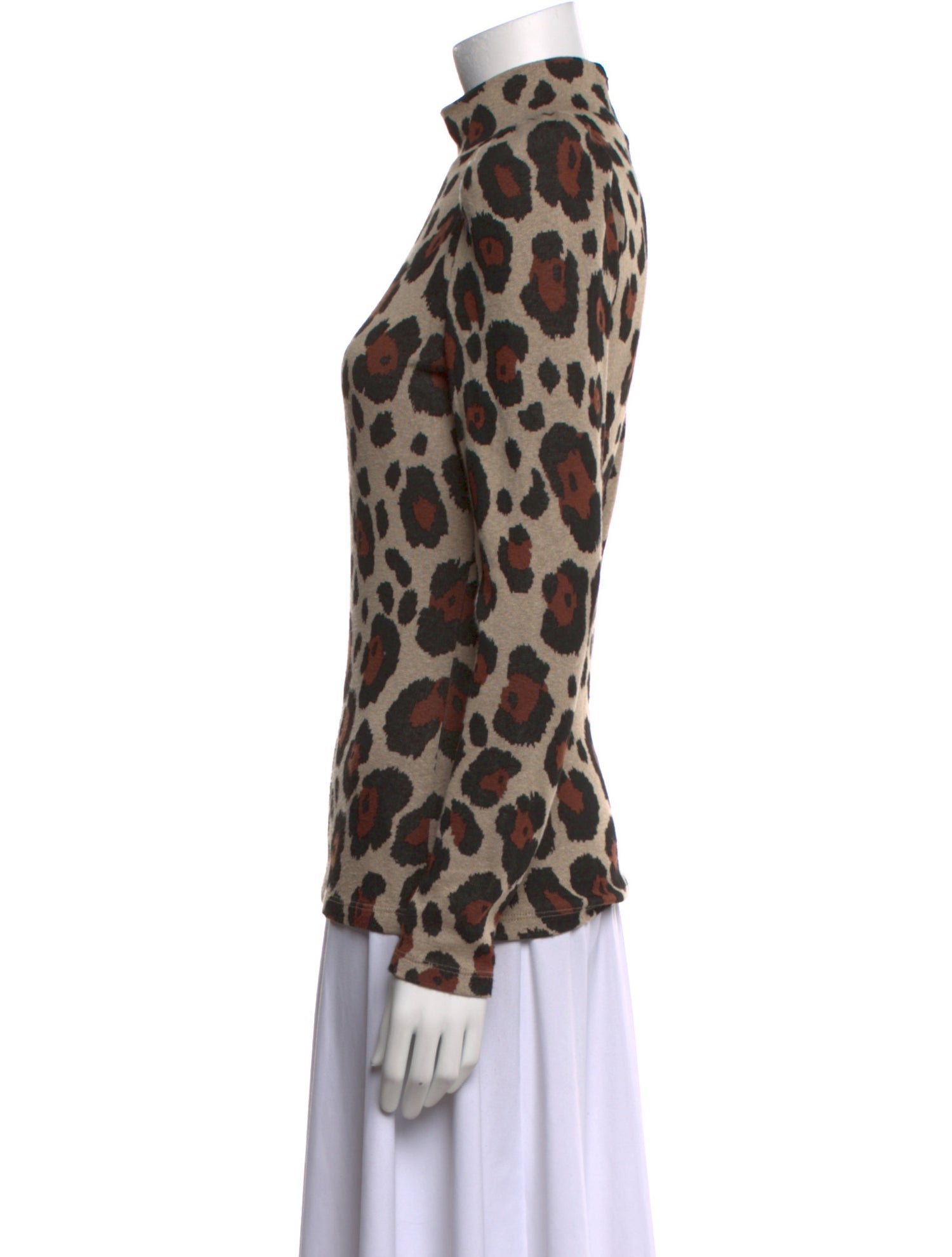 Smythe Animal Print Mock Neck Top
