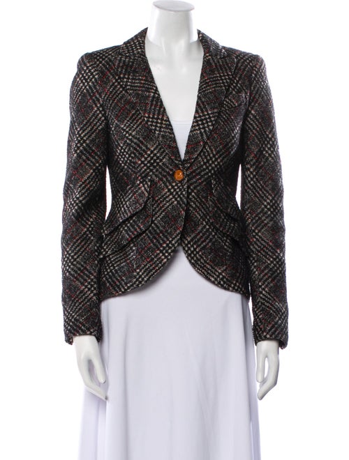 Smythe Linen Plaid Print Blazer