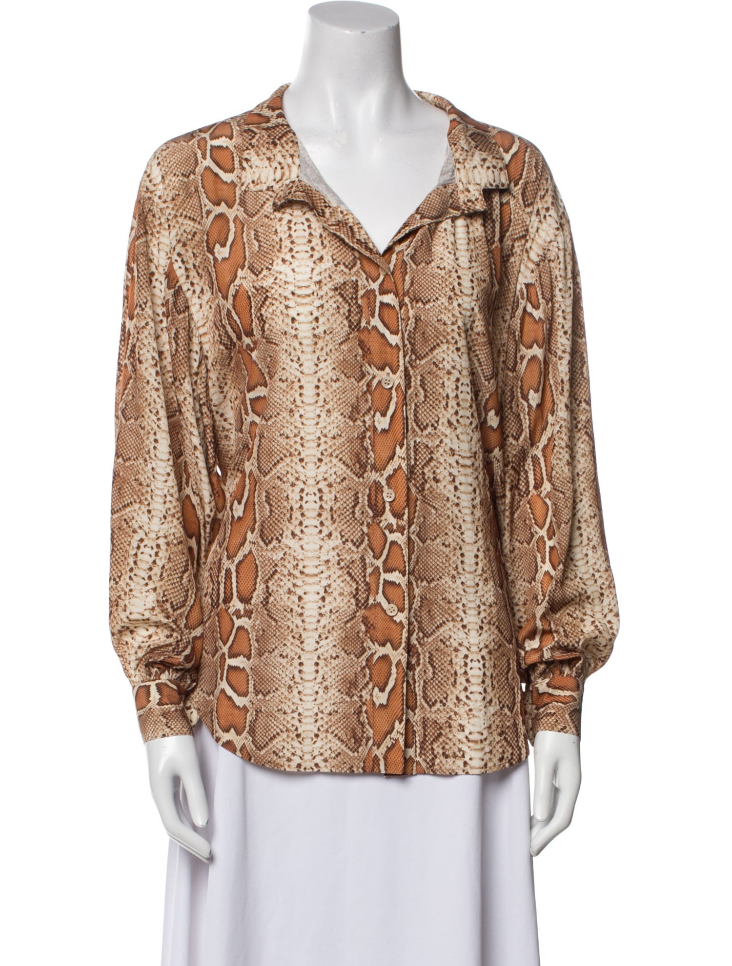 Smythe Animal Print V-Neck Button-Up Top w/ Tags