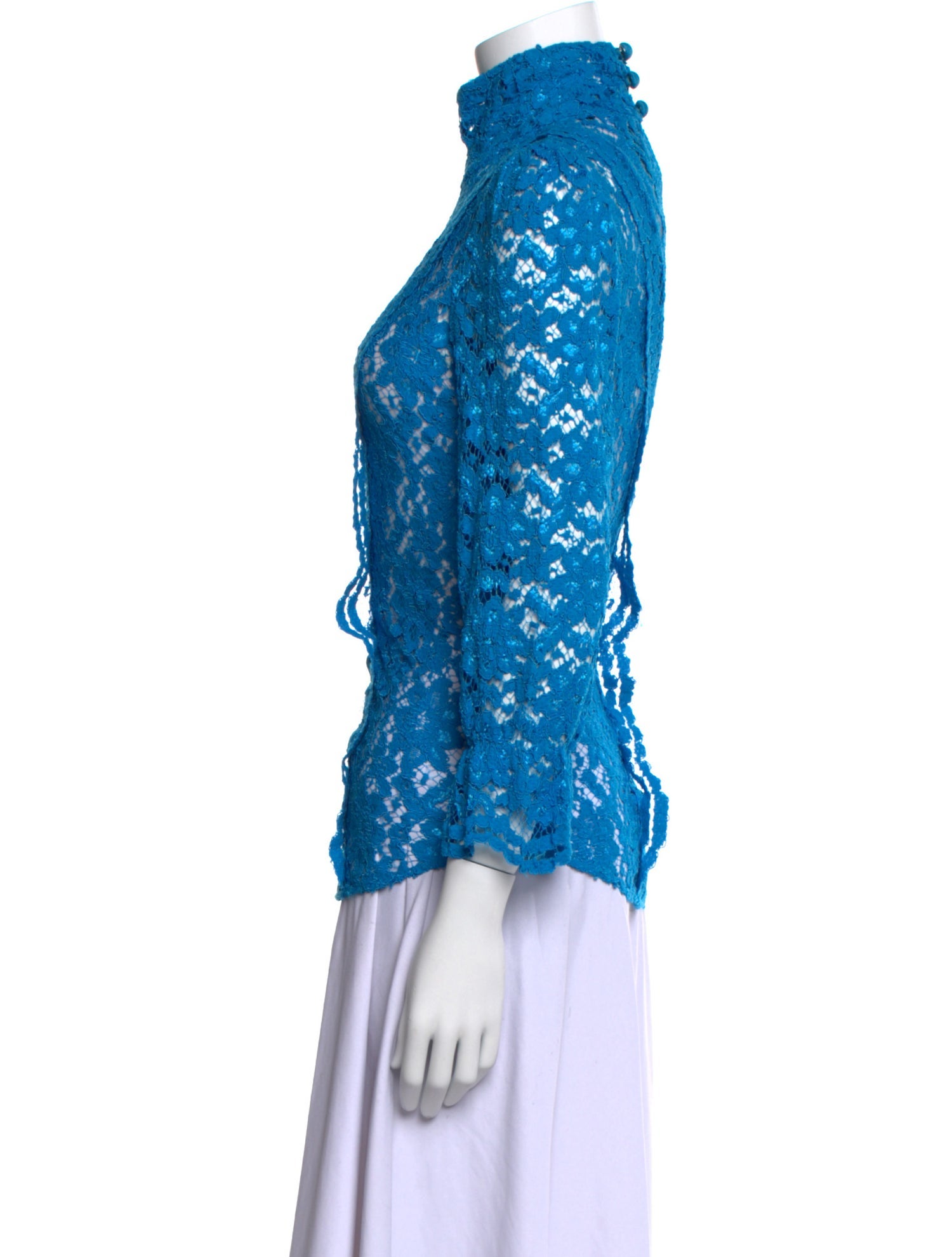 Smythe Lace Pattern Mock Neck Blouse