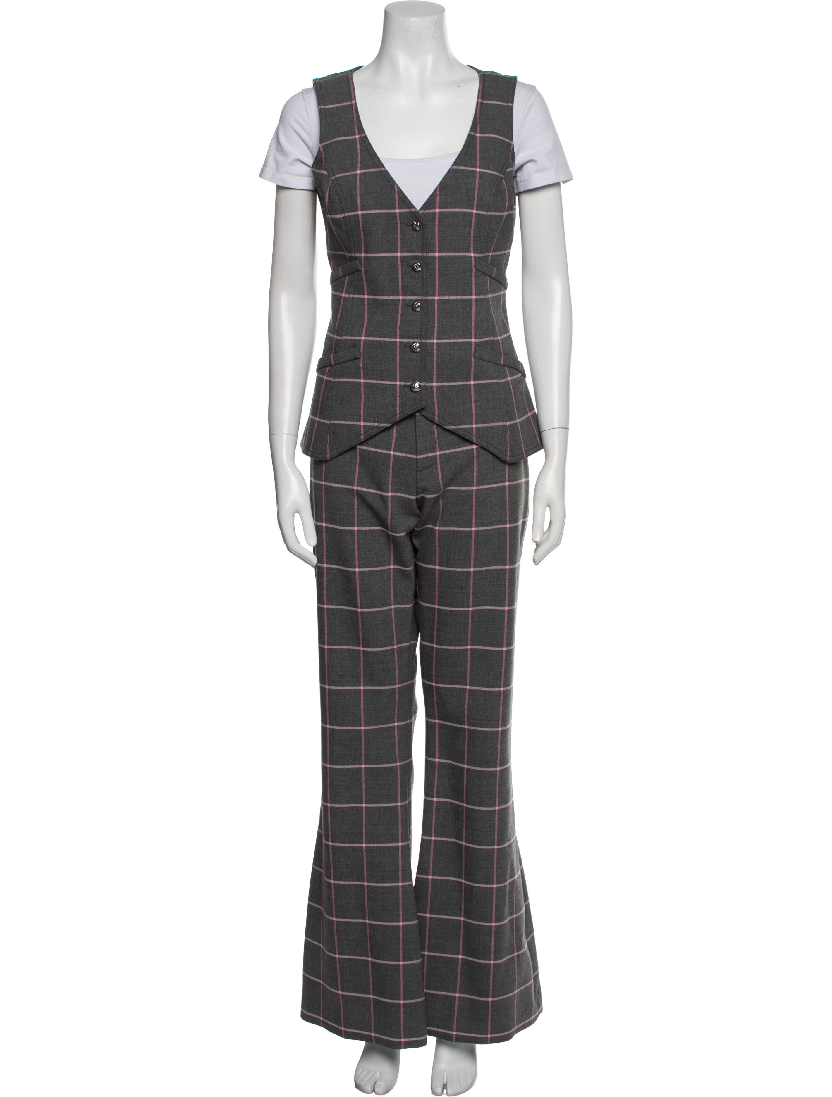 Smythe Plaid Print Pantsuit