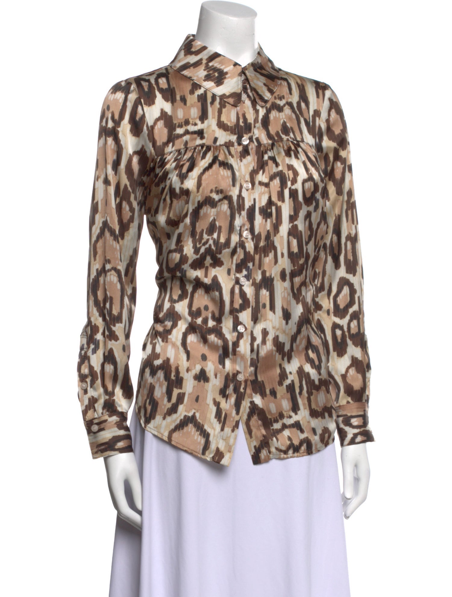 Smythe Animal Print Long Sleeve Button-Up Top