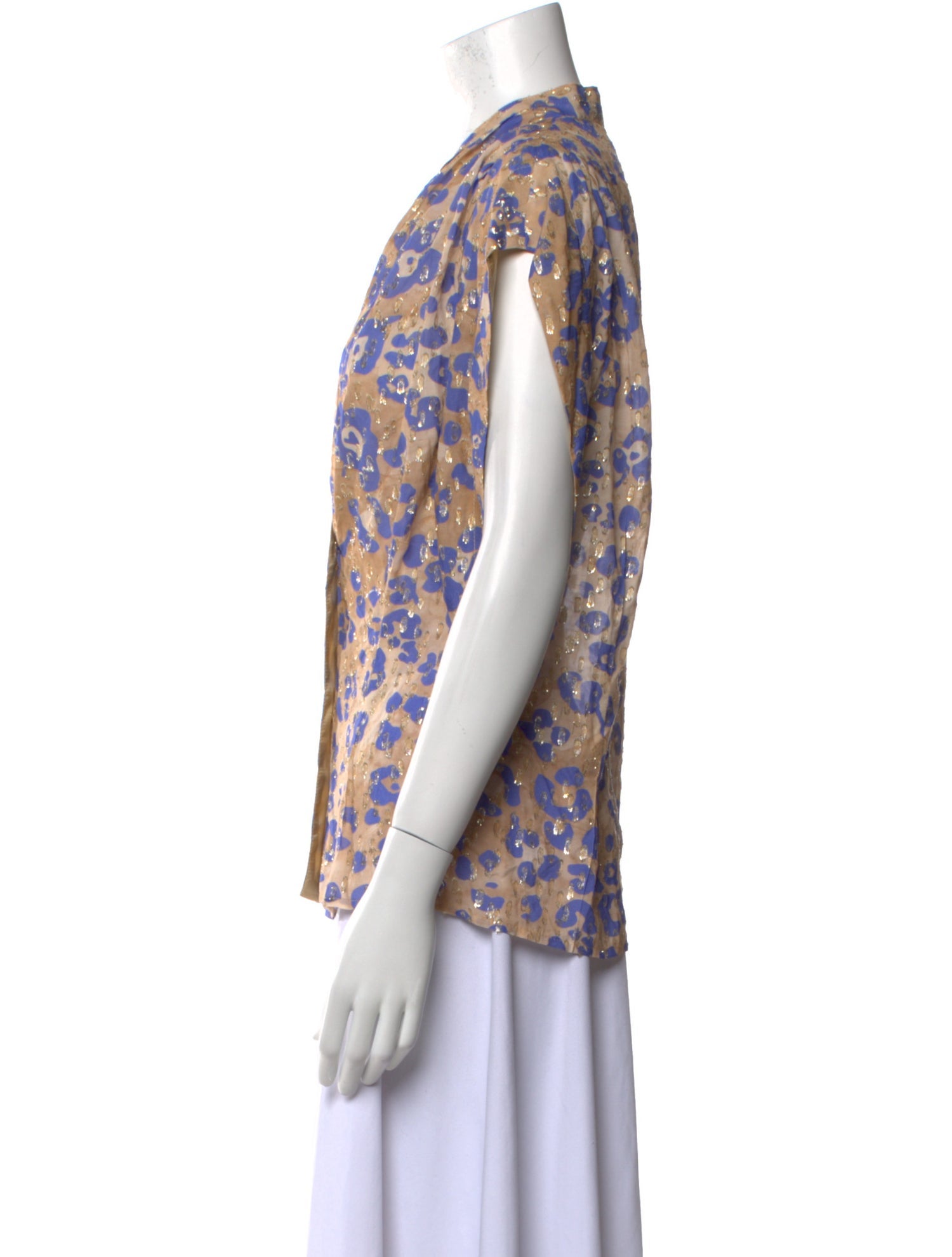 Smythe Animal Print V-Neck Blouse