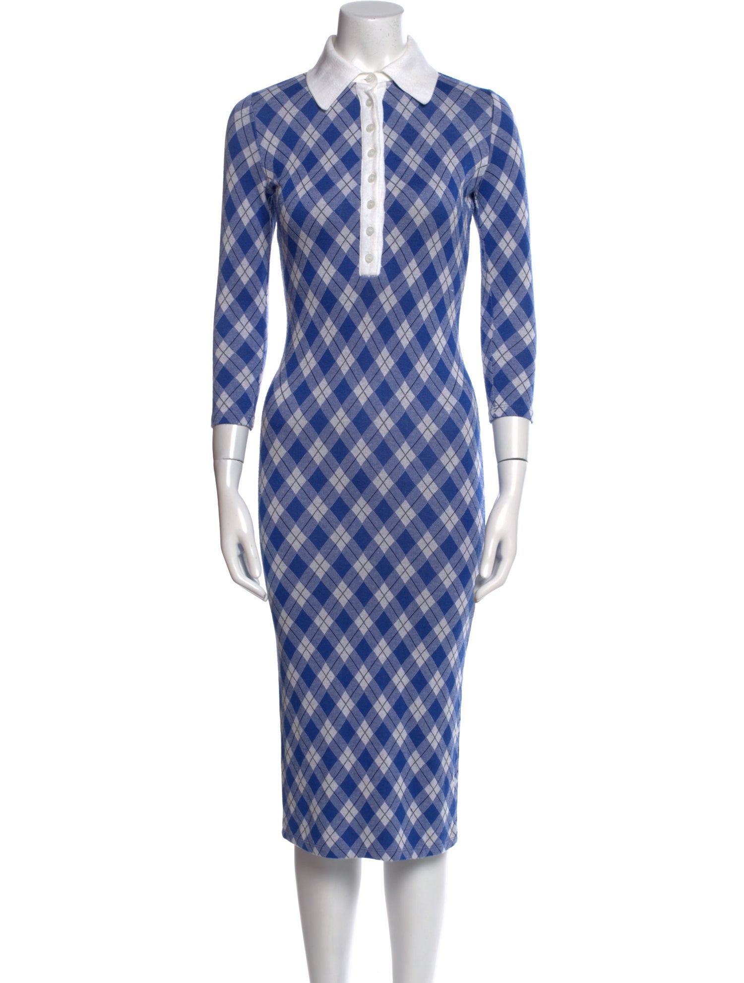 Smythe Plaid Print Midi Length Dress