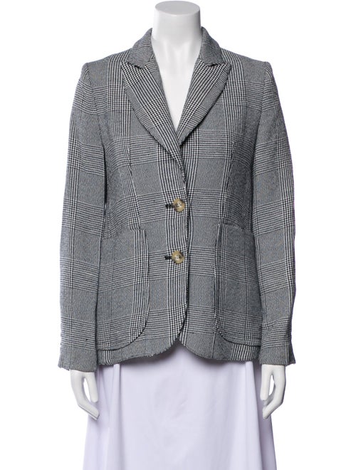 Smythe Linen Plaid Print Blazer