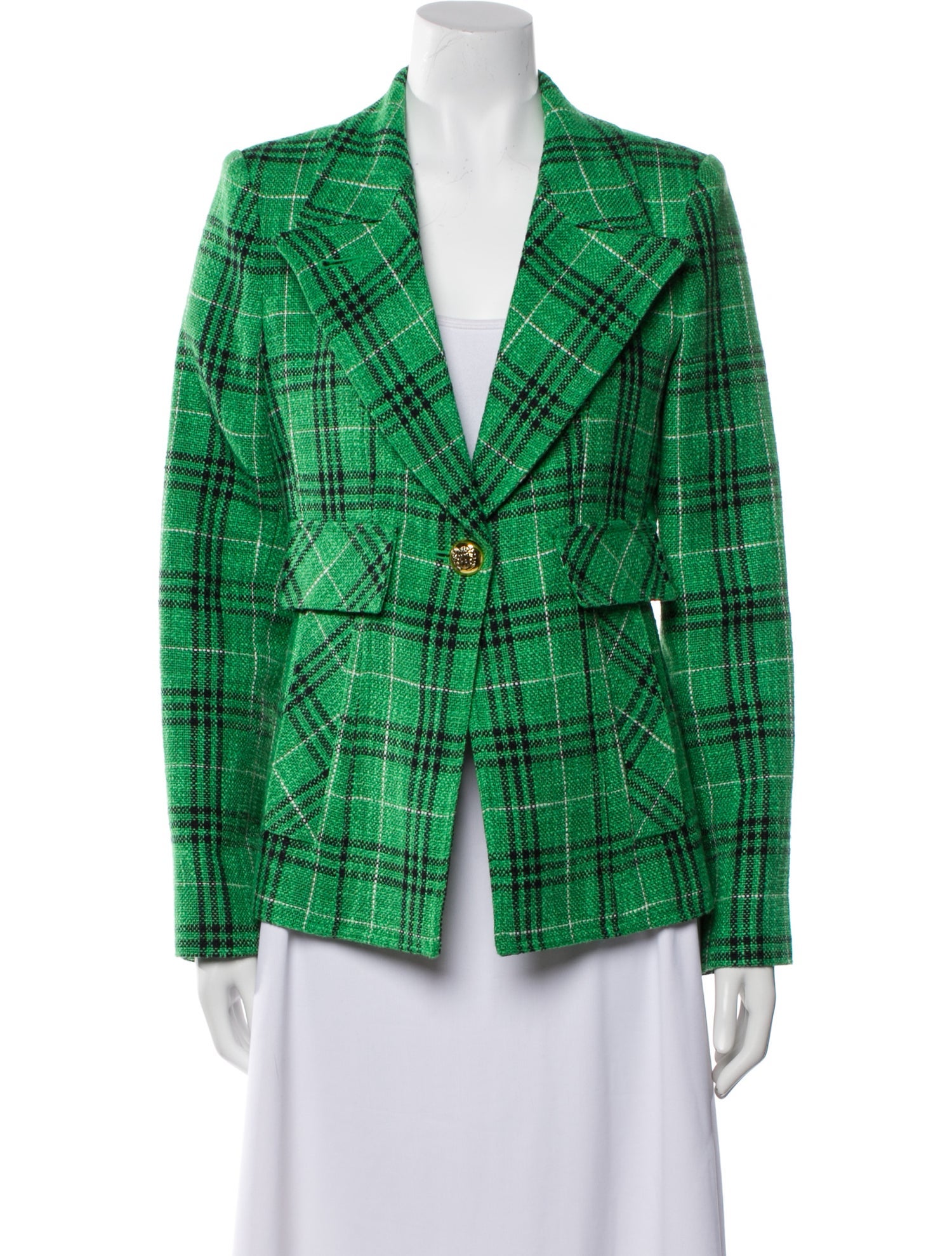 Smythe Linen Plaid Print Blazer w/ Tags