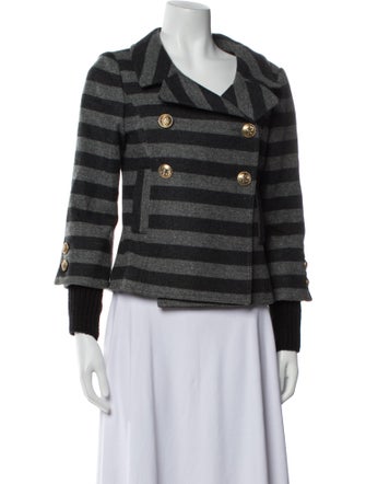 Smythe Virgin Wool Striped Faux Fur Jacket