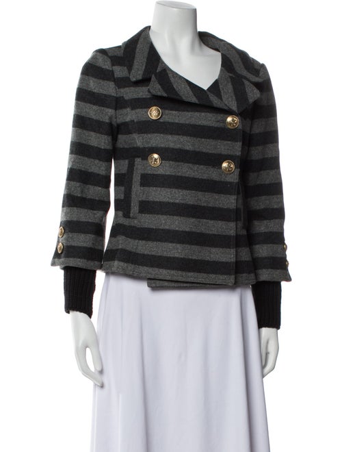 Smythe Virgin Wool Striped Faux Fur Jacket