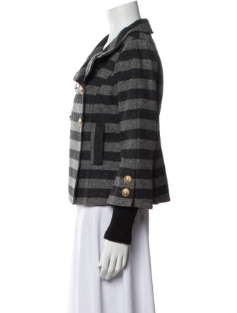 Smythe Virgin Wool Striped Faux Fur Jacket