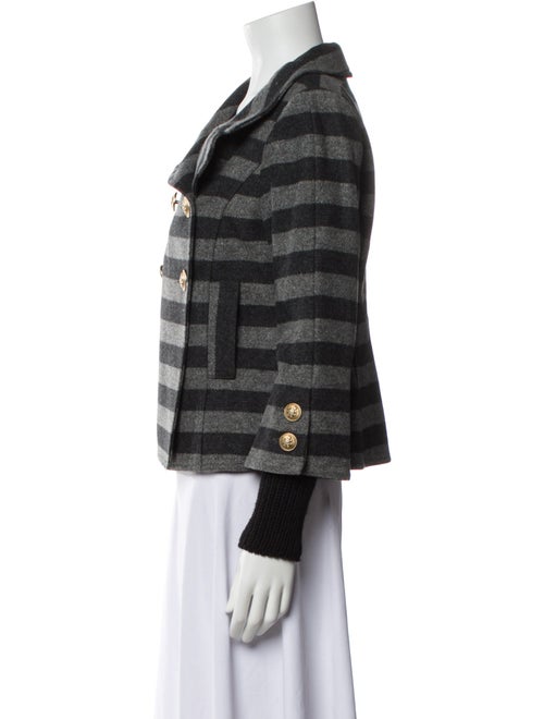 Smythe Virgin Wool Striped Faux Fur Jacket