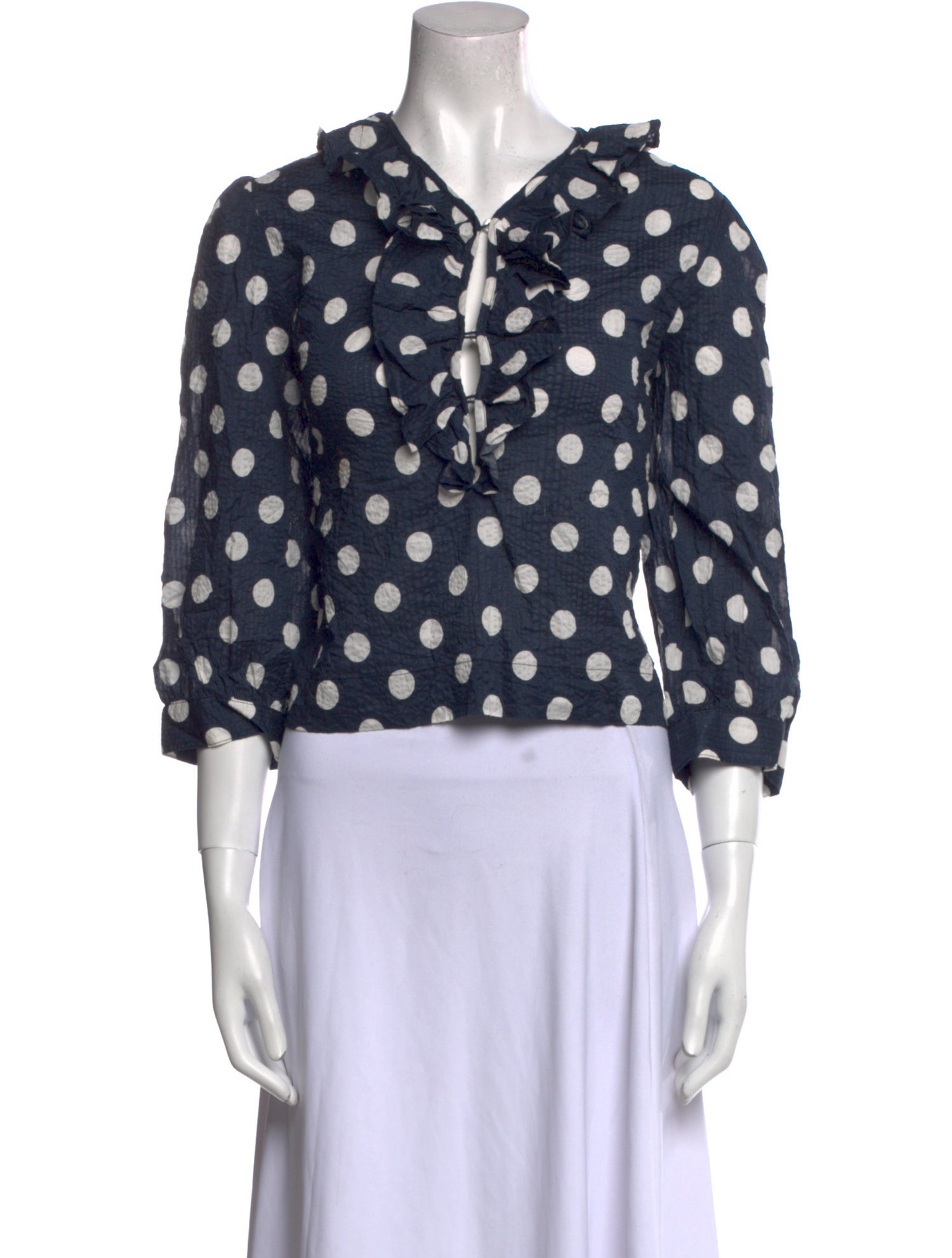 Smythe Polka Dot Print V-Neck Crop Top