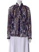 Smythe Animal Print Mock Neck Button-Up Top