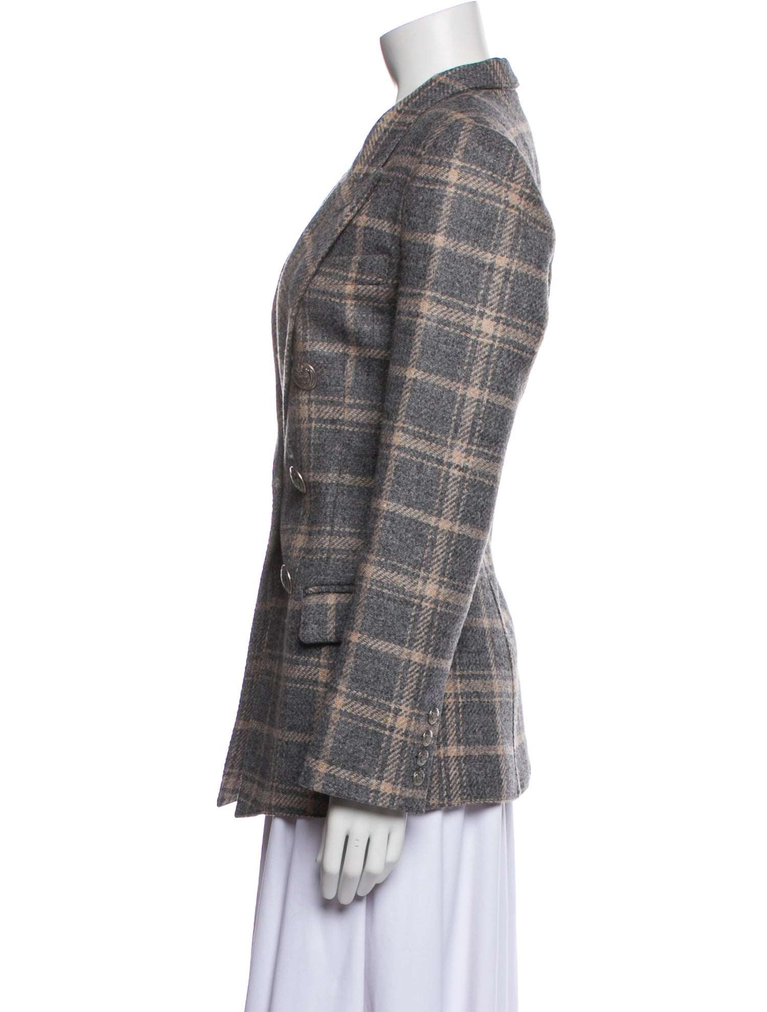 Smythe Wool Plaid Print Blazer