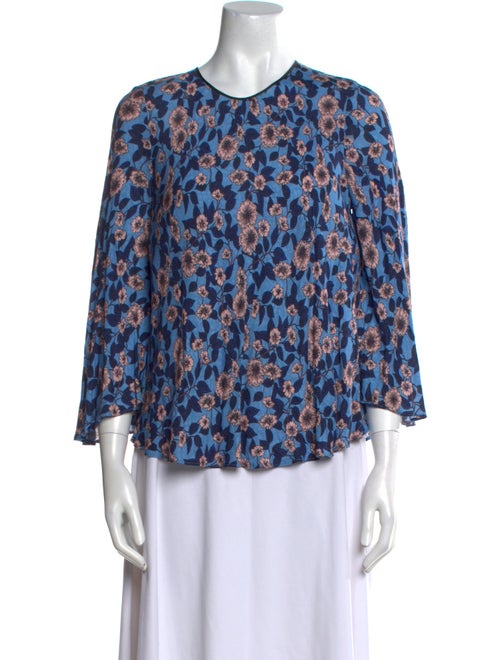 Smythe Floral Print Crew Neck Blouse