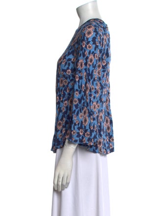 Smythe Floral Print Crew Neck Blouse