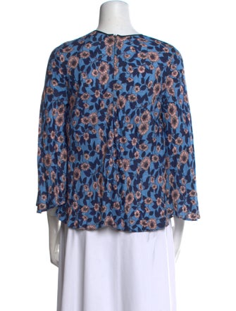 Smythe Floral Print Crew Neck Blouse