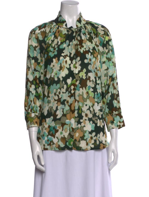 Smythe Floral Print Three-Quarter Sleeve Blouse