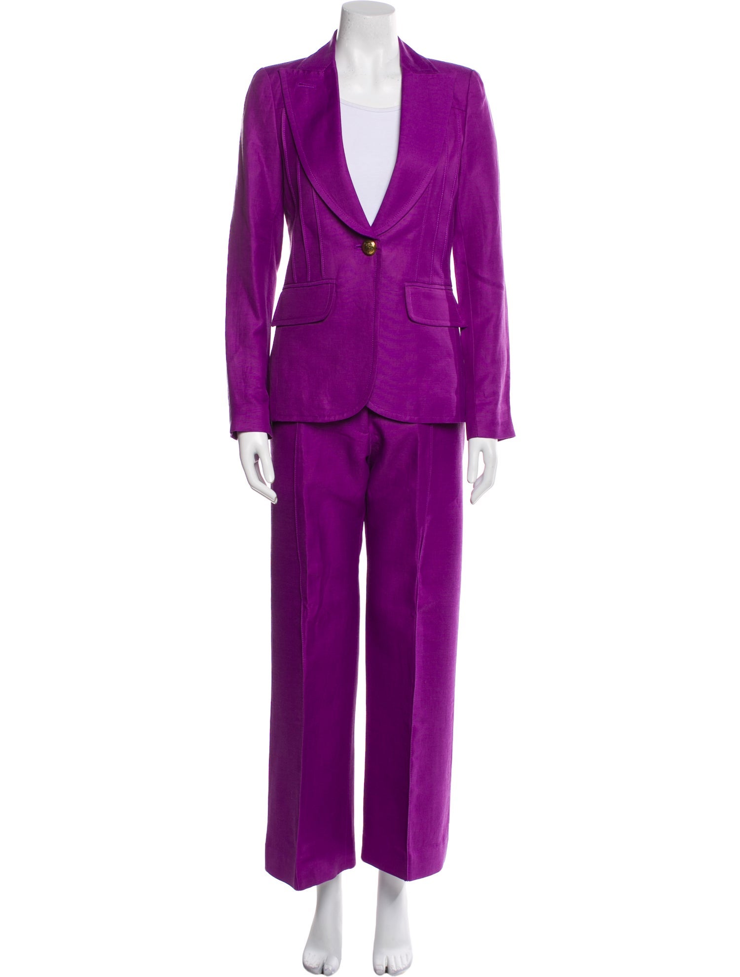 Smythe Linen Pleated Accents Pantsuit