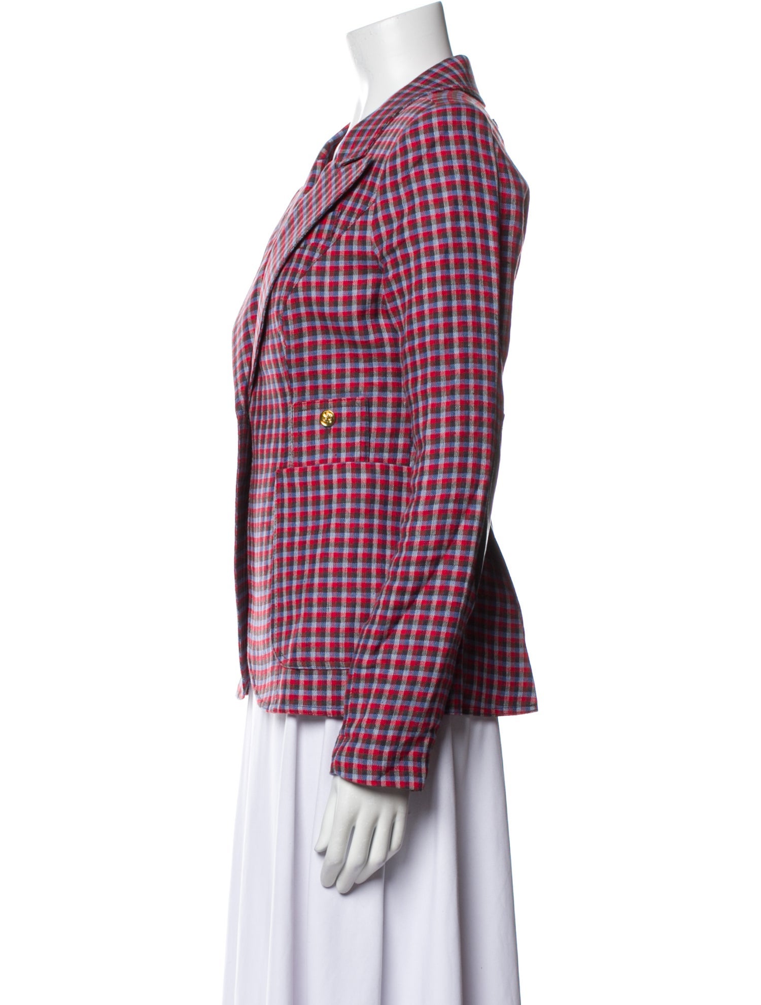 Smythe Linen Plaid Print Blazer