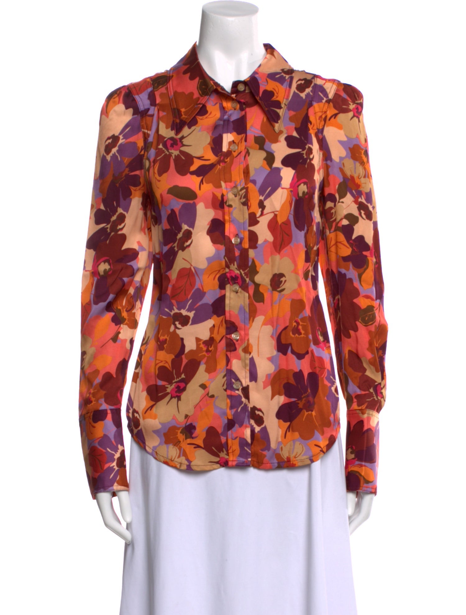 Smythe Floral Print Long Sleeve Button-Up Top w/ Tags
