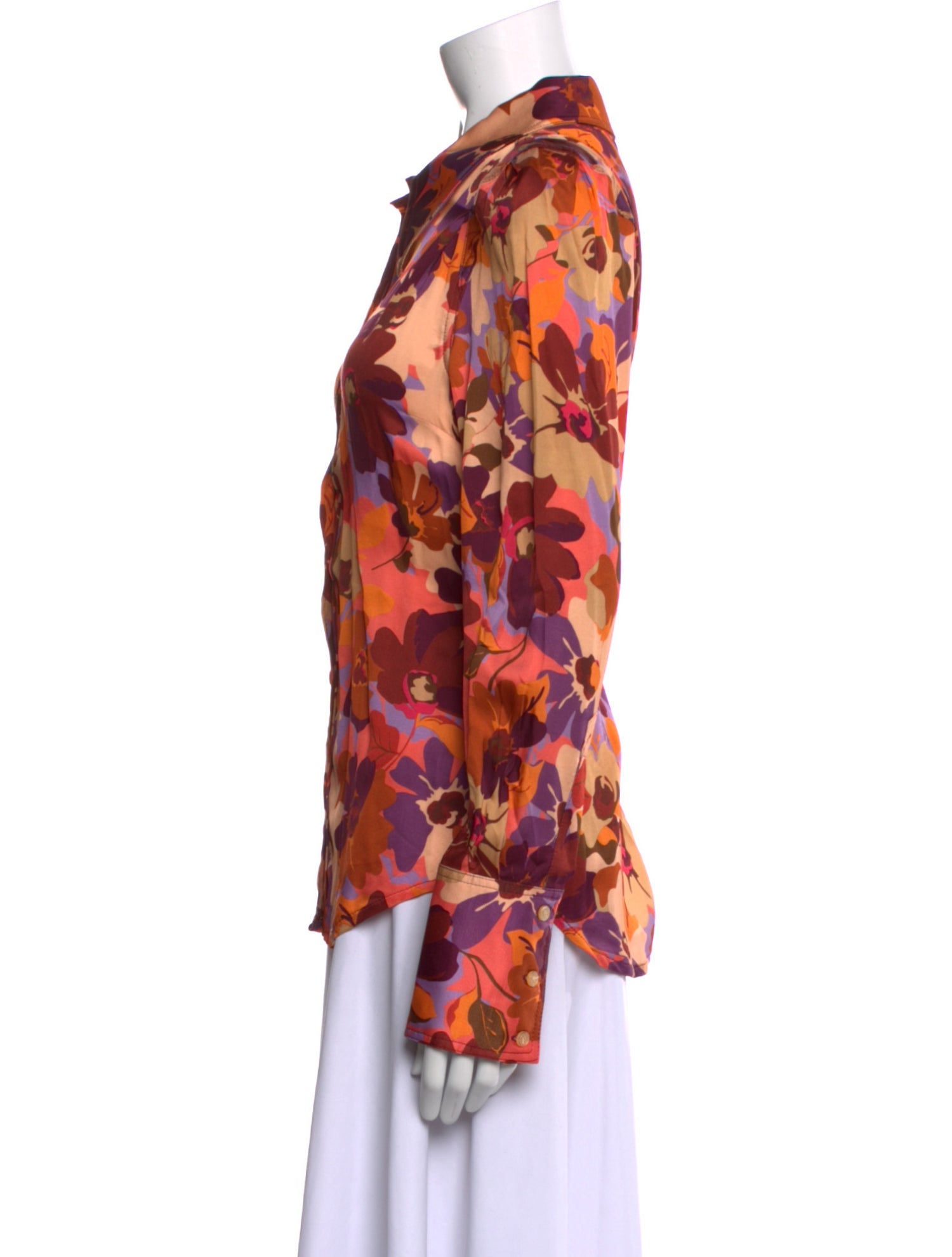 Smythe Floral Print Long Sleeve Button-Up Top w/ Tags