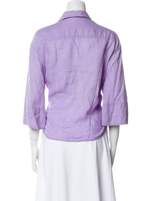 Smythe Linen Three-Quarter Sleeve Button-Up Top