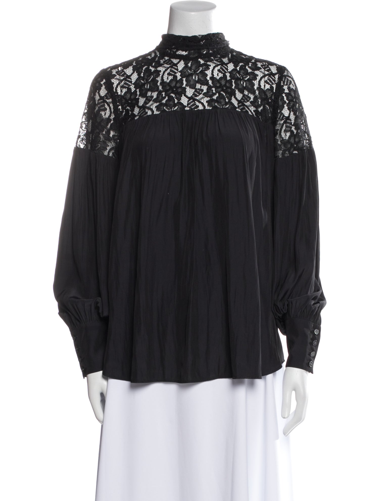 Smythe Mock Neck Long Sleeve Blouse