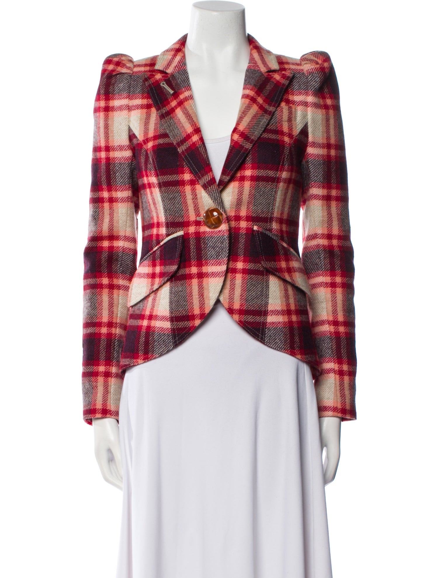Smythe Wool Plaid Print Blazer