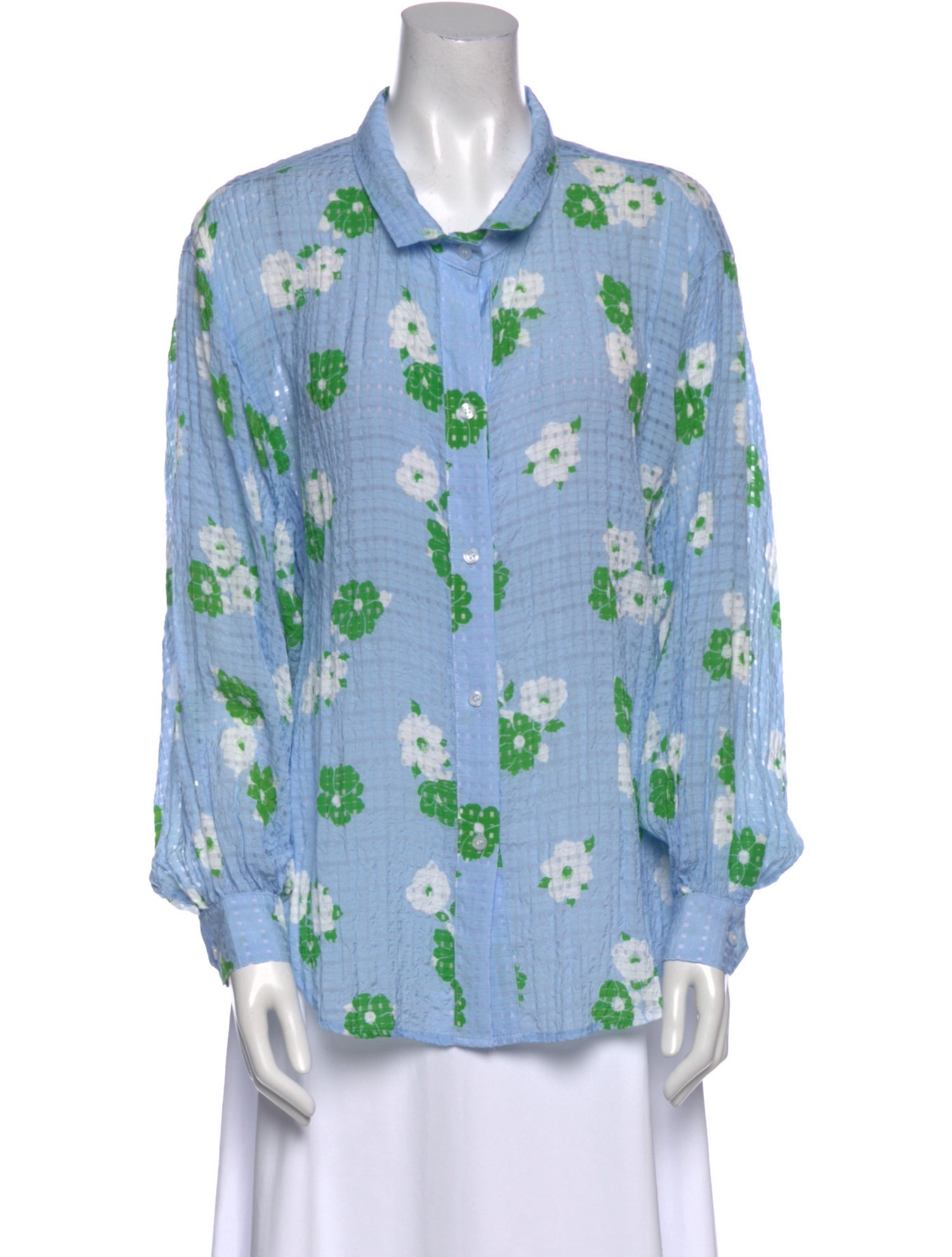 Smythe Floral Print Long Sleeve Button-Up Top