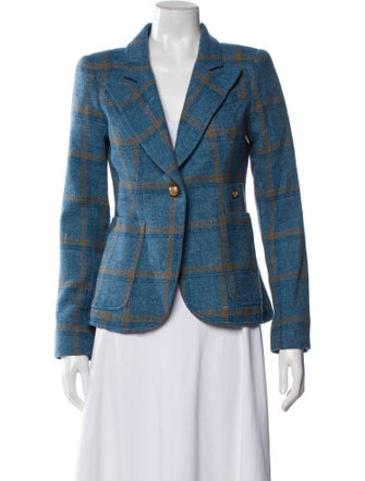 Smythe Linen Plaid Print Blazer