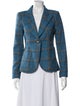 Smythe Linen Plaid Print Blazer