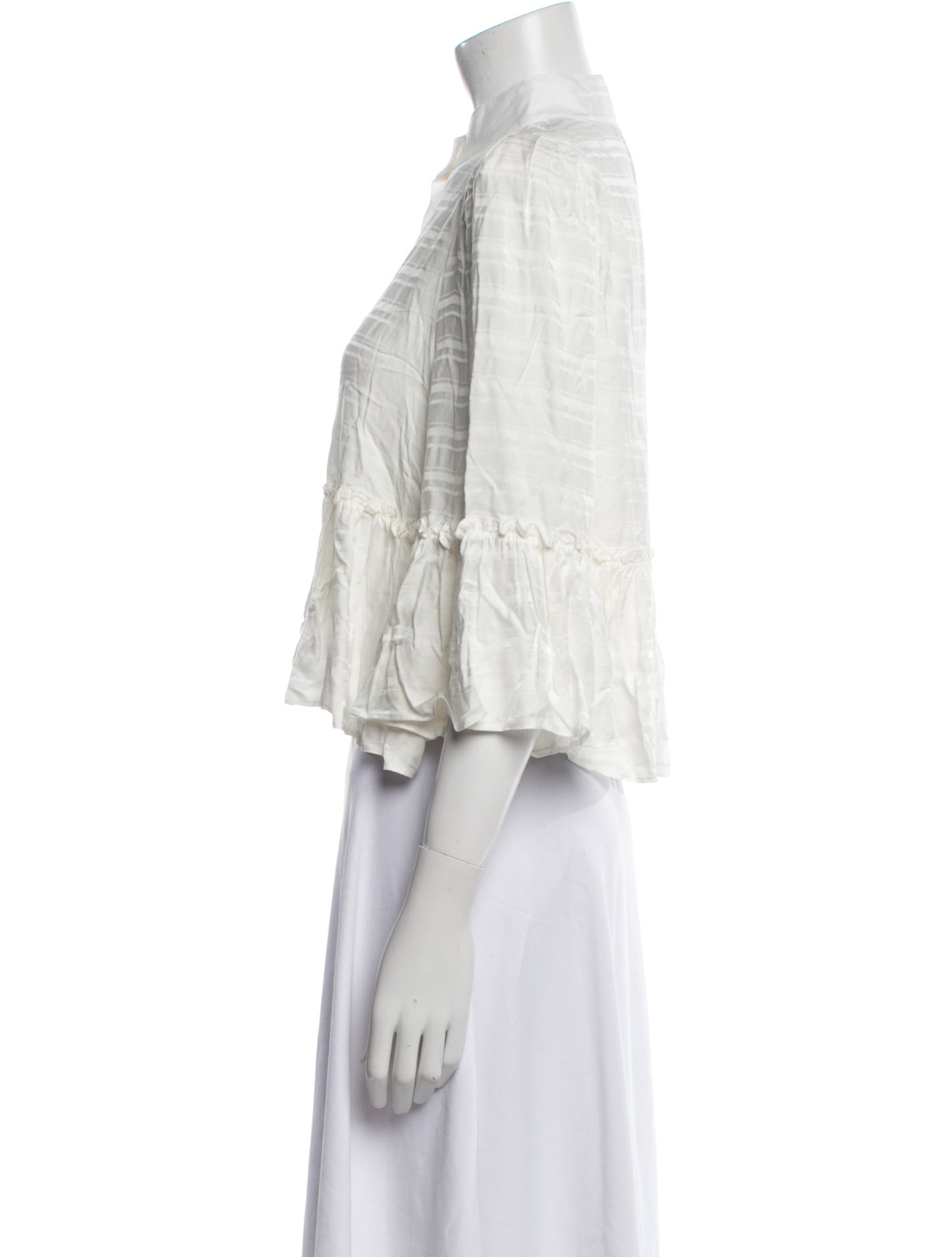 Smythe Mock Neck Three-Quarter Sleeve Crop Top